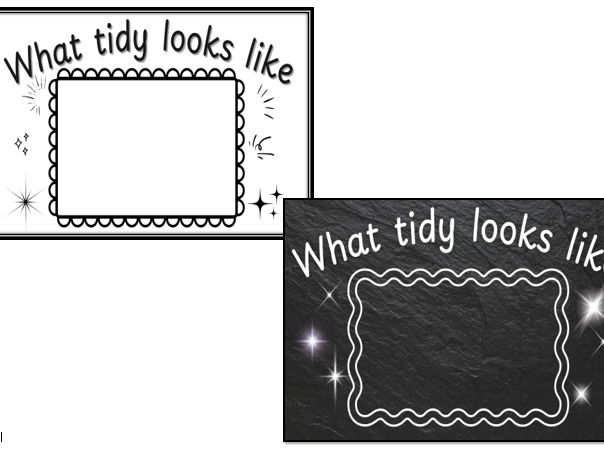 EYFS Tidy Area Signs Monochrome
