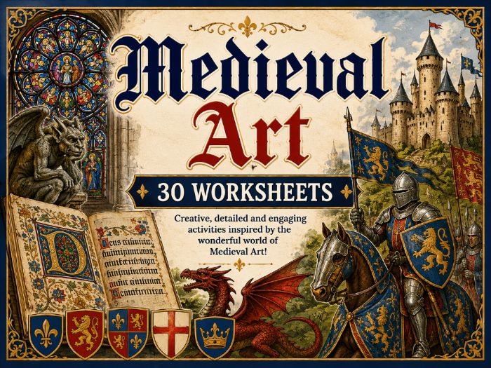 30 Medieval Art Worksheets | KS2 KS3 Art & Design | Cover Lessons | Drawing Activities | Gothic Arch