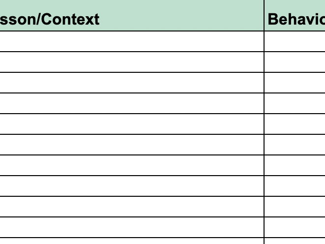Behaviour Log Template and Guidance