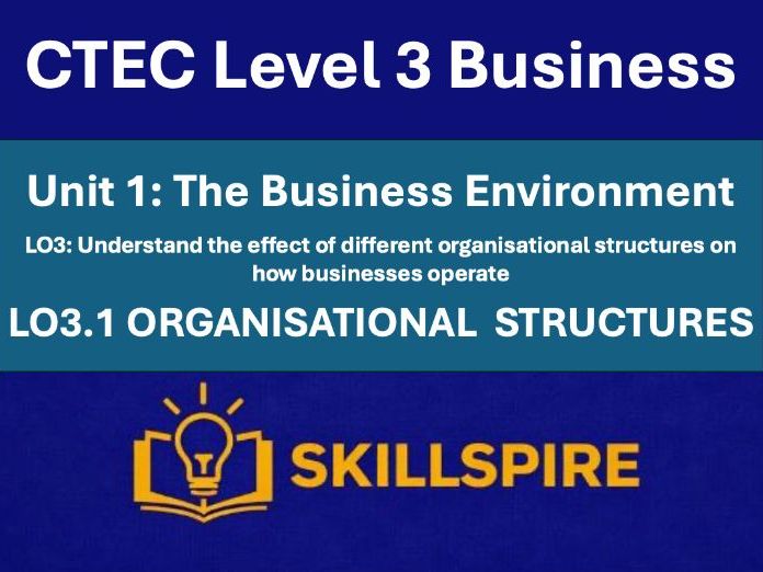 CTEC Level 3 Business – Unit 1 LO3.1 | Organisational  Structures | 4 PowerPoints & Worksheets
