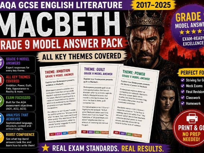 Macbeth: Grade 9 Model Answer Pack | AQA GCSE English Literature | All Key Themes 2017–2025