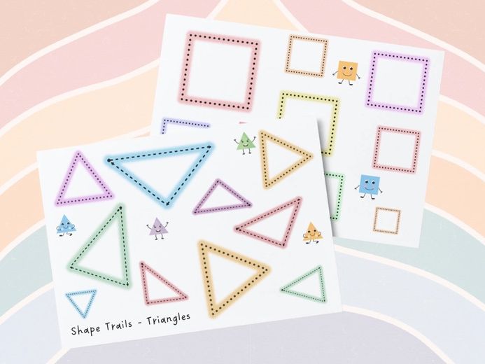 Maths - Shape Trails, Square, Circle, Triangle, Rectangle Tracing