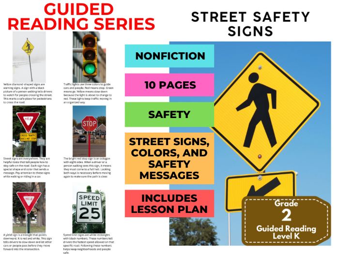 Guided Reading Level K - Street Safety Signs (with Lesson Plan)