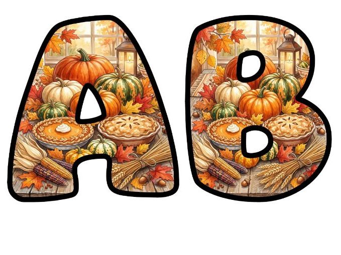 Autumn Pumpkins and Pies Bubble Letters | Seasonal Bulletin Board Letters | Classroom Display Pack