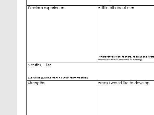 TA intro/welcome/getting to know you document