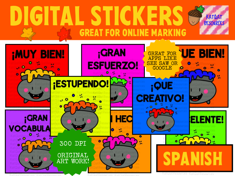 Spanish Digital Stickers Teaching Resources