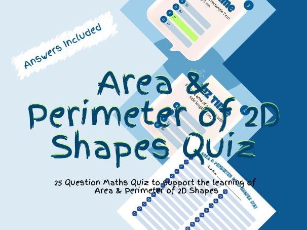 Maths Area and Perimeter of 2D Shapes Quiz Game Activity