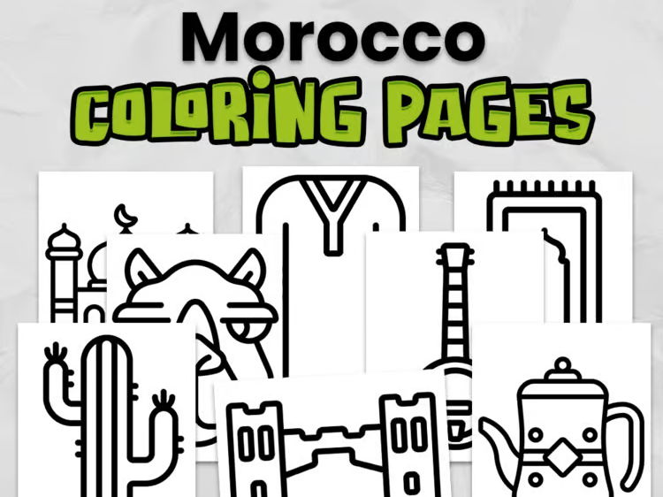 Morocco Colouring Pages | Morocco Country Study | Africa Geography Activity