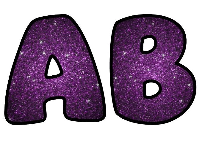 Purple Glitter Art Sparkle Classroom Display | Lettering Set | Whole Alphabet A-Z and 0-9
