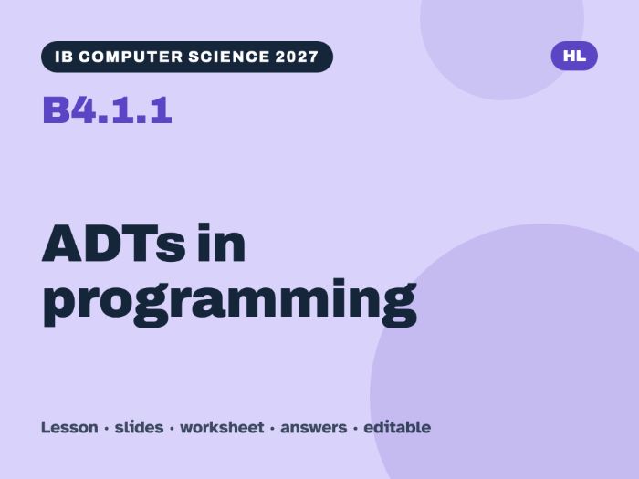 IB Computer Science 2027 – B4.1.1 ADTs in programming – Lesson & Worksheet