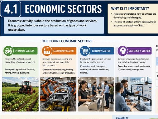 iGCSE Geography Edexcel - Topic 4. Economic Activities & Energy (4.1 Economic Sectors)
