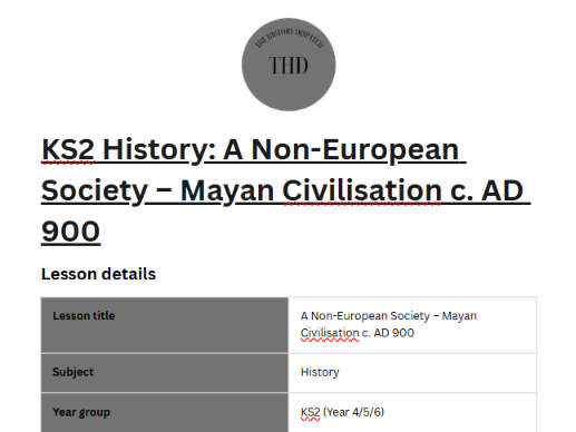 FREE KS2 History: A Non-European Society – Mayan Civilisation c. AD 900