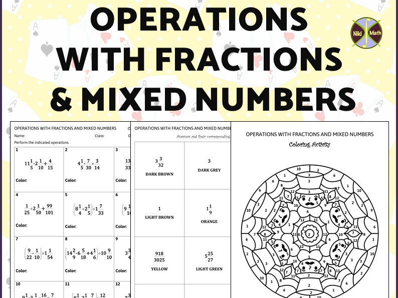 Operations with Fractions & Mixed Numbers - Coloring Activity/Color by Code