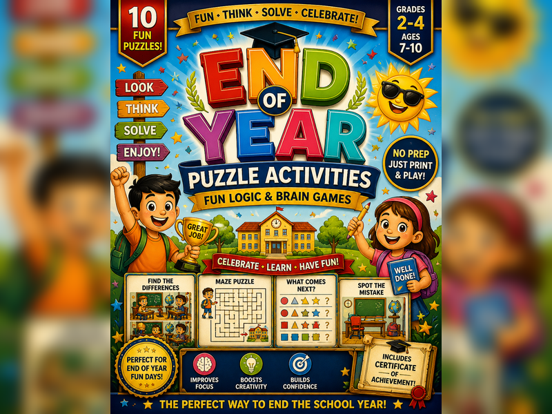 End of Year Puzzle Workbook Fun (Gr 1-4)