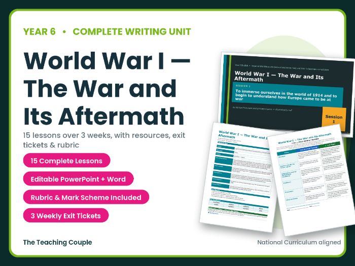World War I — The War and Its Aftermath | Year 6 English Unit | 15 Complete Lessons + Resources