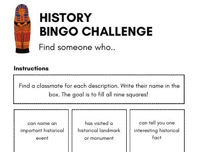 History Bingo - Introduction to History
