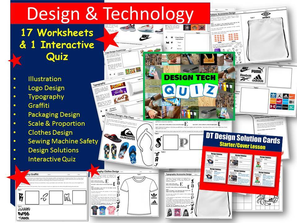 18 Design Technology Remote Learning/ Cover Work / Cover Lessons Worksheets and Quiz