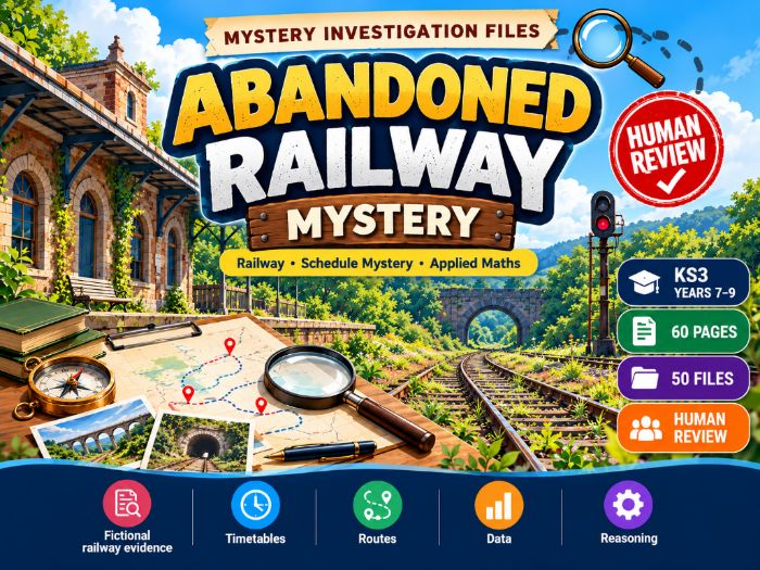 Abandoned Railway Mystery KS3 Maths Timetables & Data Investigation 60 Pages