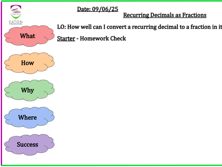 Writing Recurring Decimals as Fractions in Their Simplest Form