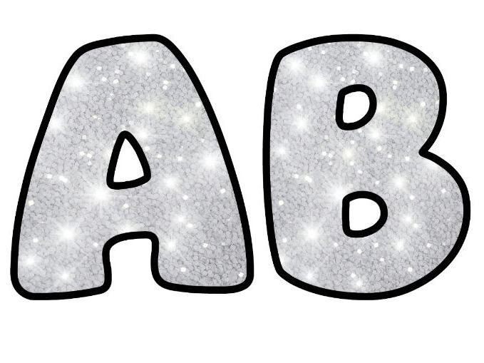 Shiny Glitter Art White Classroom Display | Lettering Set | Whole Alphabet A-Z and 0-9