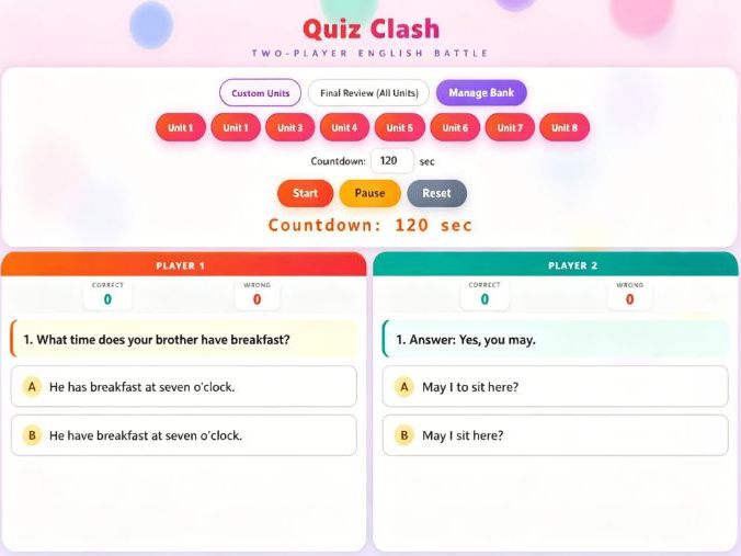 English Grammar Quiz Clash Game