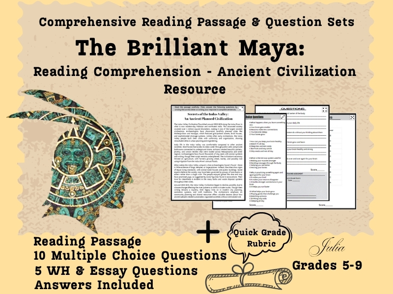 The Brilliant Maya: Reading Comprehension - Ancient Civilization Resource | Questions Worksheet