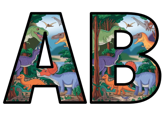 Colorful Dino Dinosaur Design Lettering Set Display Title Letters ...