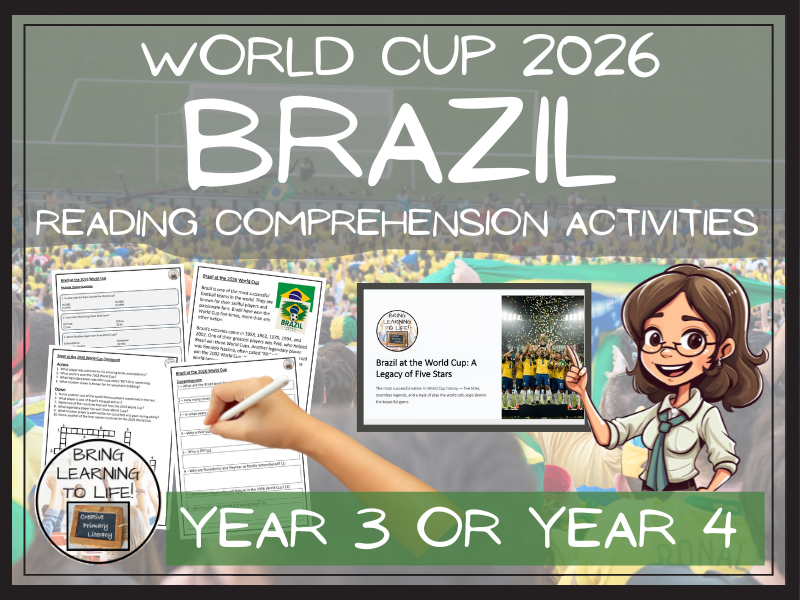 Brazil World Cup 2026 Reading Comprehension Activities | Year 3 or Year 4