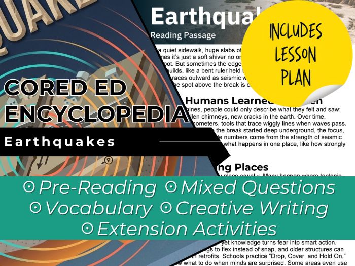 Earthquakes Reading Comprehension Passage - Cored Ed Encyclopedia