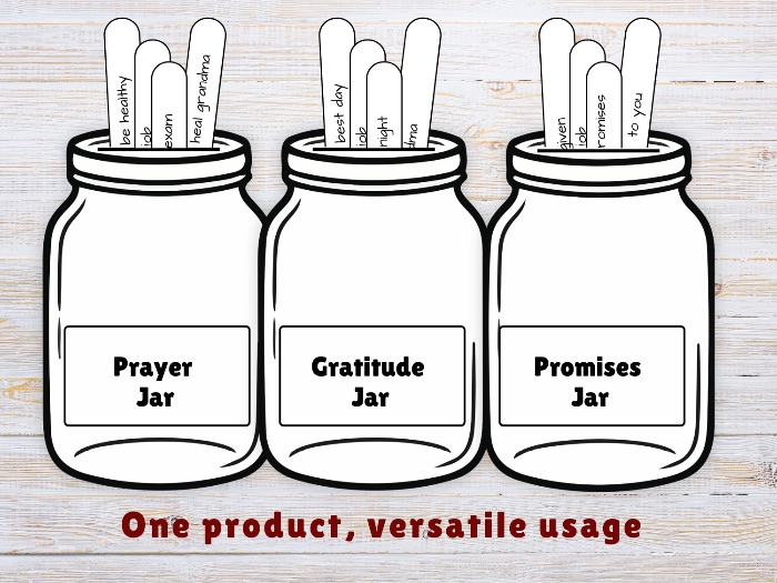 Prayer jar, Gratitude jar, Blessing Jar template - craft for kids