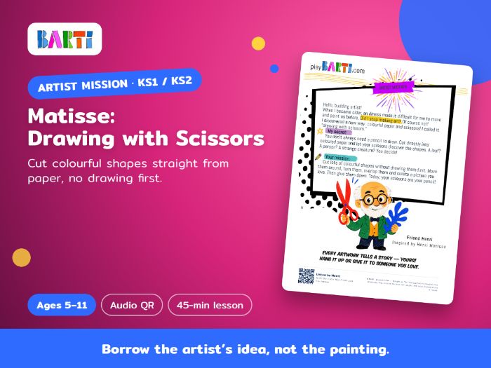 Matisse Art Lesson KS1/KS2: Drawing with Scissors (Cut-Paper Collage)