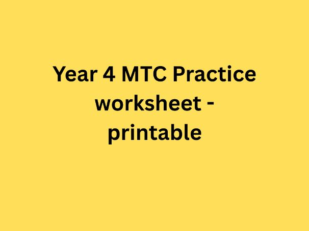 Year 4 MTC times tables practice worksheet
