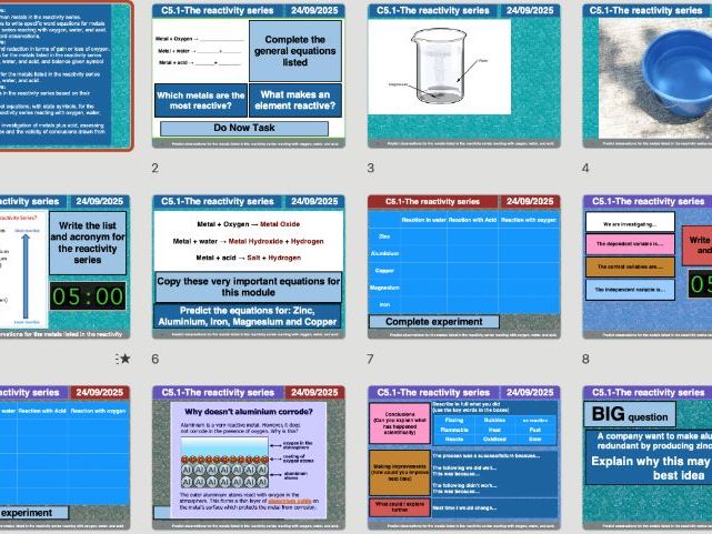AQA GCSE Chemistry C5.1 – The Reactivity Series | Editable Lesson, Worksheets & Answers + Free AI Ma