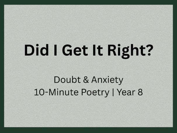 Poetry Starter: Inference & Imagery | Red Lights | Quick Write | Year 8 (KS3)