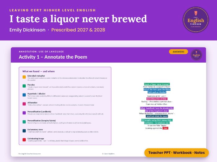 Dickinson: I taste a liquor never brewed LC