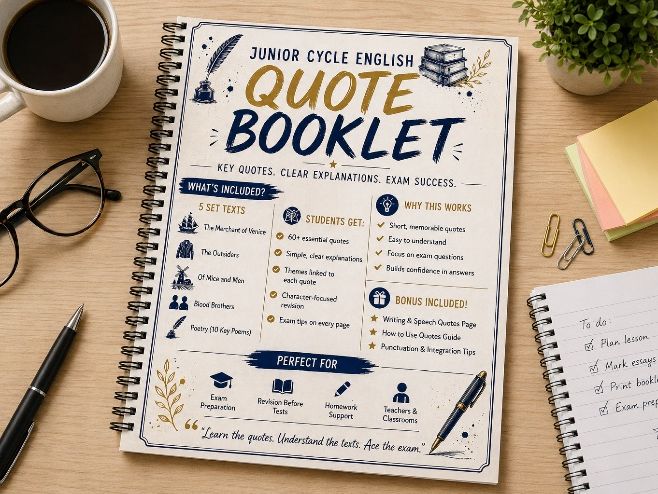 Junior Cycle English Quote Booklet (Exam Revision Resource)