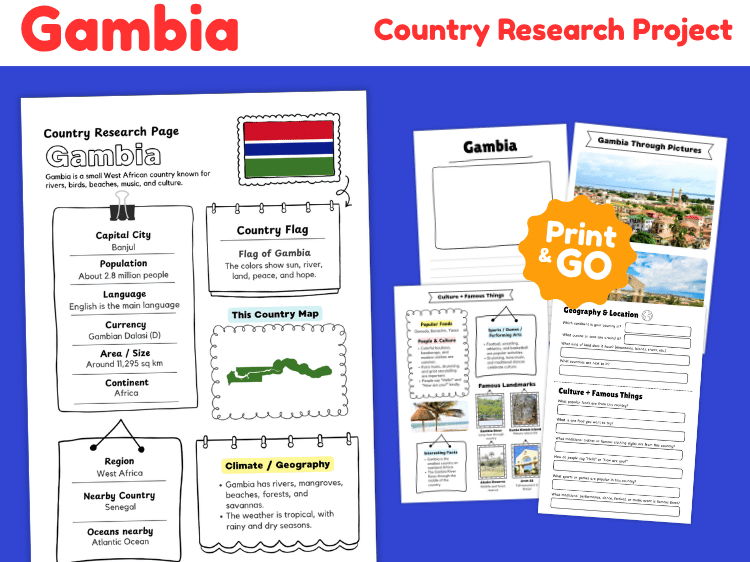 The Gambia Country Research Project | Geography & Culture Worksheets