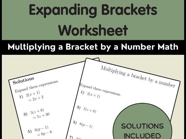 Expanding Brackets Worksheet | Multiplying a Bracket by a Number Math