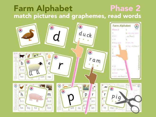 Farm Alphabet picture/word match Phase 2 Phonics