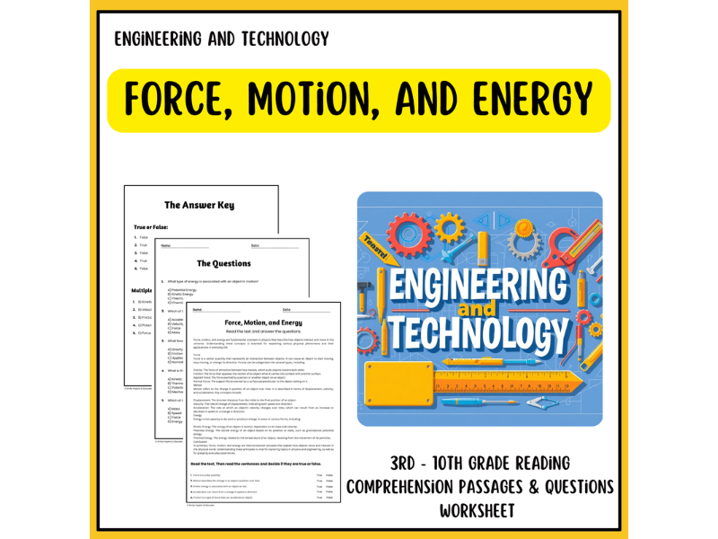 Force, Motion, and Energy Reading Comprehension Passages & Questions ...