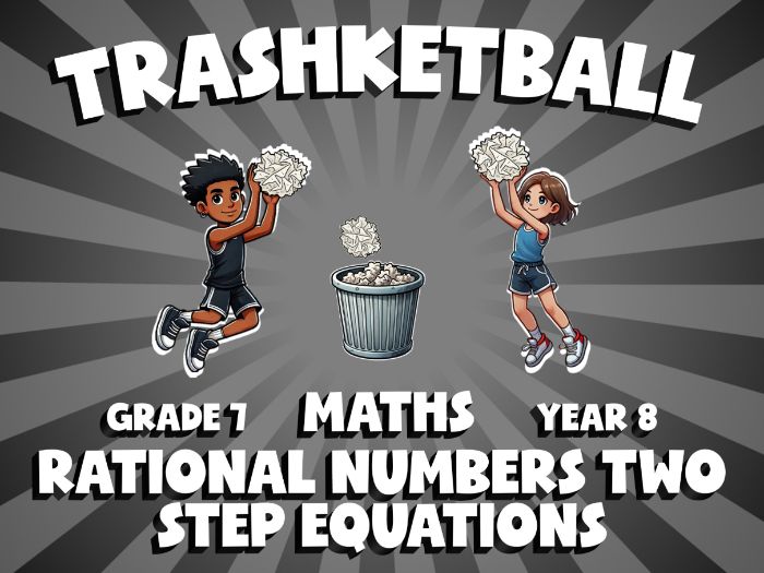 Rational Numbers Two Step Equations TRASHKETBALL Maths Game | No-Prep Year 8 Review Activity