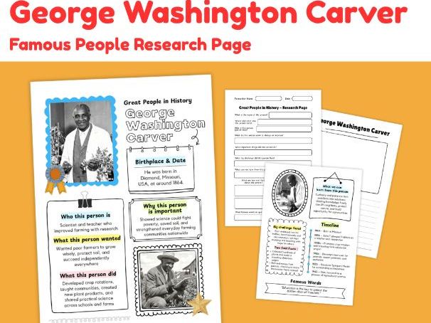 George Washington Carver Research Project | Biography Worksheets