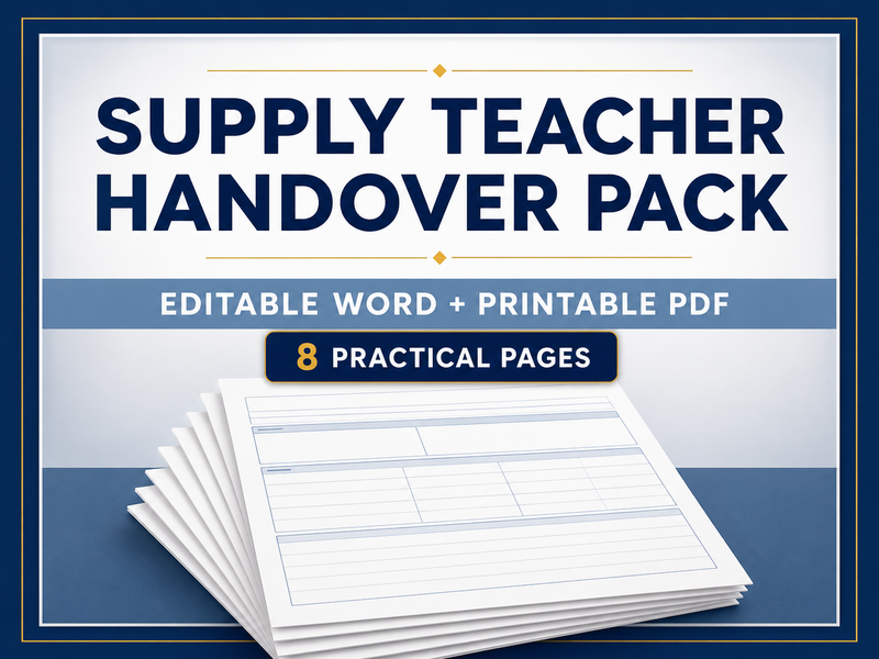 Supply Teacher Handover Pack - Editable