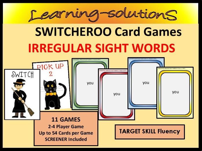 SIGHT WORDS GAME - Switcheroo - 99 Irregular Words based on FRY'S INSTANT WORDS