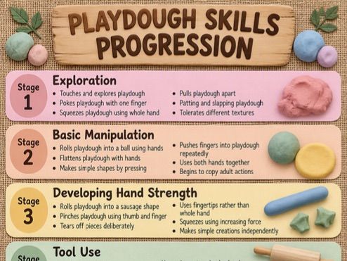 Playdough Skills Progression Poster | EYFS Fine Motor Development Chart & Milestone