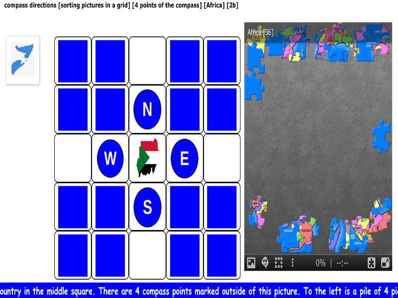 compass directions [sorting pictures in a grid] [4 points of the compass] [Africa] [2b]