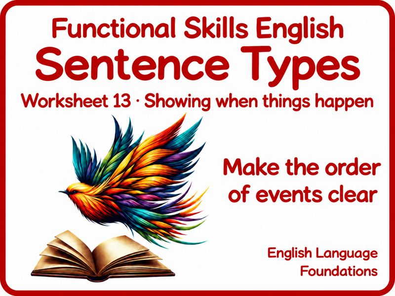 Complex Sentences with Time Words | Functional Skills English Worksheet Pack