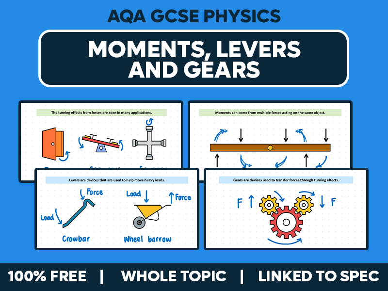 GCSE AQA Physics Lessons - Moments, Levers and Gears - Whole Topic Pack