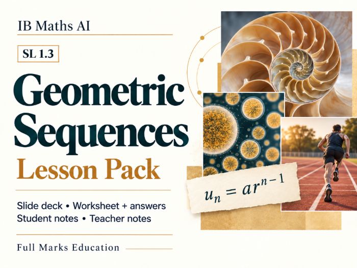 IB Maths AI SL 1.3 Geometric Sequences - Lesson Pack