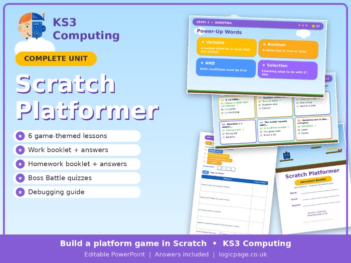 KS3 Computing Scratch Platformer Game: Complete Unit